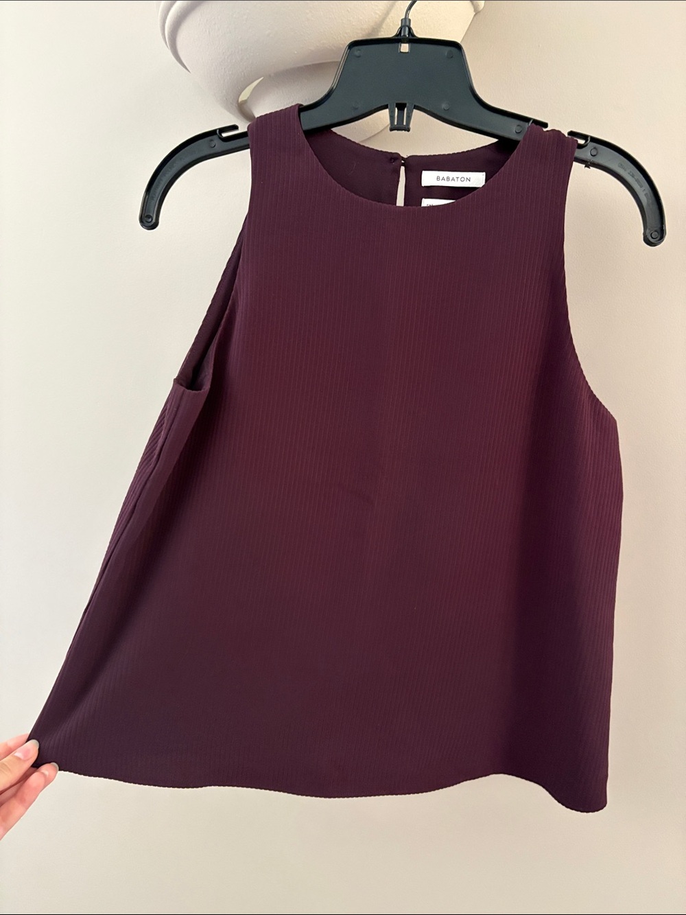 Babaton Deep Plum Ribbed Sleeveless Top